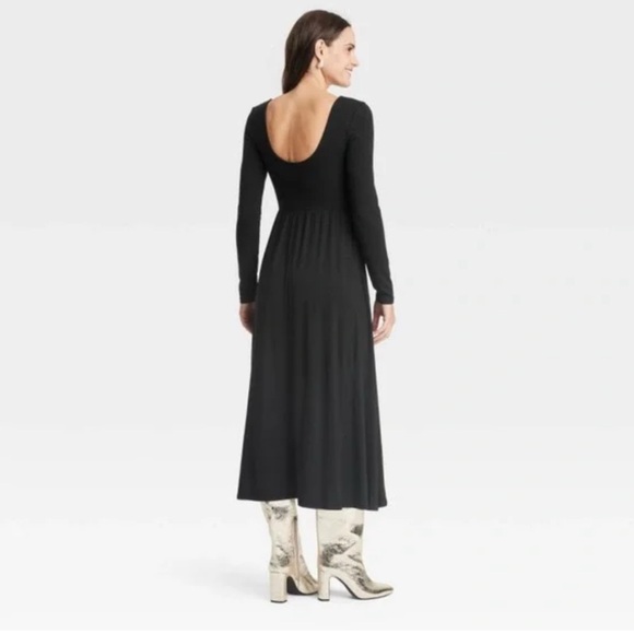 Woman’s a new day brand black knit long sleeve ballet dress with slit, a new - Picture 4 of 4